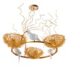 Bird Nest Chandelier, 3 Heads Gold Unique Light, Statement Hanging