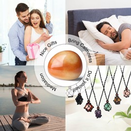 YATOJUZI 1.6"-2" Yellow Jade Natural Crystals and Healing Stones Worry Stones Polished Rocks Yellow Gemstones Palm Stone for Meditation Chakra Balancing Crystal Gifts 1PCS