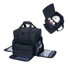 UOZL Nail Polish Storage Box 80 Bottles Large Capacity with 2 Removable Bags,Can Store Women's Nail Art Tools, Essential Oils and Cosmetics Sets, Dust-proof Design, Easy to Carry(Black, One Size)