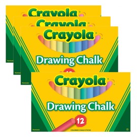 Coloured Drawing Chalk, 12 Assorted Colours, 12 Sticks/Set, Pack of 4 Sets