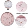 Maxspace Pink Wall Clock Silent Non-Ticking, 12in Analog Wall Clock