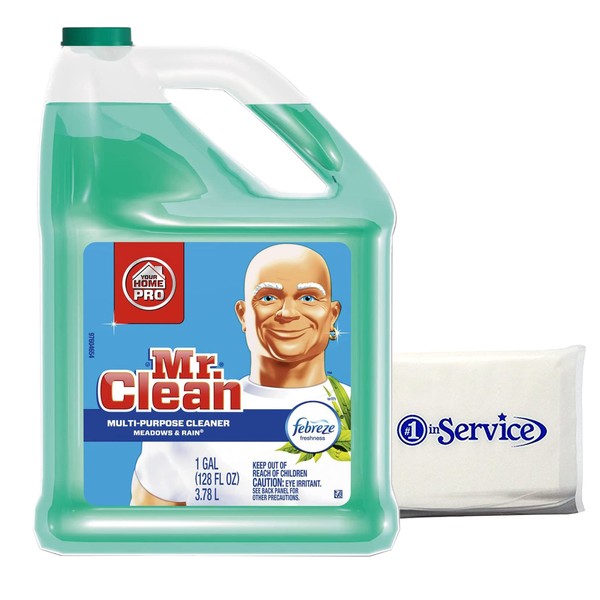 Number 1 In Service Mister Clean Multi-Purpose Fabreez Liquid Cleaner Professional Household Non-Toxic Hardwood Floor Cleaner 128 Fluid Ounce Bottle Meadows & Rain Scent Wallet Tissue Pack