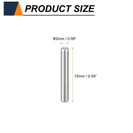 HARFINGTON 50pcs Dowel Pins M2(2mm) x 15mm 304 Stainless Steel Cylindrical Shelf Support Peg Pin Rod Fasten Elements for Metal Devices Wood Furniture DIY Installation, Silver