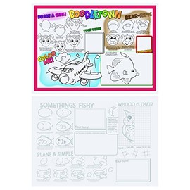 Hoffmaster 310692 Doodle Town Fun 2-Sided Placemat, 10" Length x 14" Width (Pack of 1000)