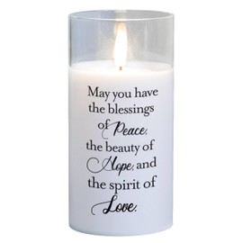Elanze Designs May You Have The Blessing of Peace White 6 x 3 Glass Candle in Glass