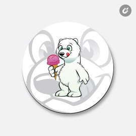 Unbranded Funny Bear With Ice Cream Animal | 4'' X 4'' Round Decorative Magnet
