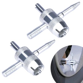 ecocstm 2 PCS 4-Way Tire Valve Stem Removal Tool, 4-in-1 Valve Core Removal Tool, Multifunctional Tire Valve Tool, Valve Stem Core Puller for Car Motorcycle Bicycle Tire Repair Replace