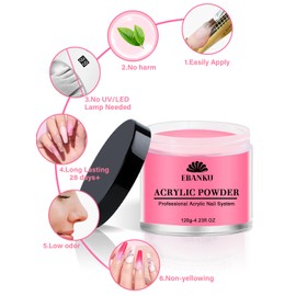 EBANKU Hot Pink Acrylic Powder,120g/4.23oz Large Capacity Professional Acrylic Nail Powder for Nail Extension, Carving, Long-Lasting, No Nail Lamp Needed
