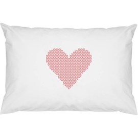 2 x 'Knitted Heart' Cotton Pillow Cases (PW00036871)