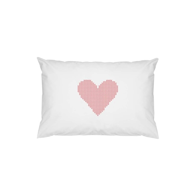 2 x 'Knitted Heart' Cotton Pillow Cases (PW00036871)