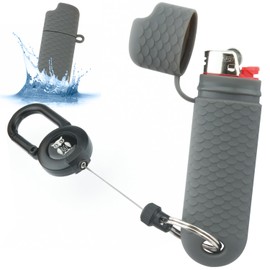 Generic Waterproof Lighter Case Cover Holder for BIC Regular Lighters Sleeve Type J6 Outdoor Survival Multipurpose Seal Lighter Pouch,with Retractable Lighter Holder for Hiking and Camping (1 Gray Color)
