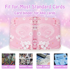 CLOKORIA Card Binder for Girls Gifts,440 Cards Collectible Trading Card Holder Case with 55 Sleeves, 4 Pocket for TCG Game Cards Collection Sports Trading Cards Collector Album (Strawberry peach)