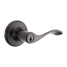 Weiser Belmont Matte Black Front Door Handle with Lock, Reversible Exterior/Interior Door Handles with Lock, Keyed Entry Door Lever for Front Door, Bedroom, Bathroom & Office, Traditional Home Decor