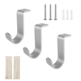 Vierone 3Pcs Curtain Pole Brackets Silver Curtain Rod Bracket Curtain Brackets Stainless Steels Curtain Brackets for Poles Ceiling Curtain Pole Brackets Bedroom Living Room Curtain Accessories