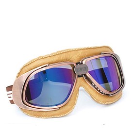 CRG Sports Motorcycle Goggle Vintage Aviator Pilot Style Cruiser Scooter Motocross Goggles for Men, Women, Adults