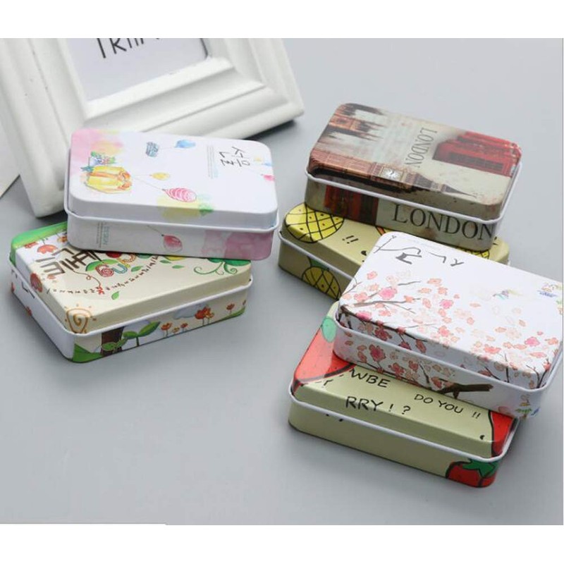 STK Mini Tin Can Storage Case with Lid for Small