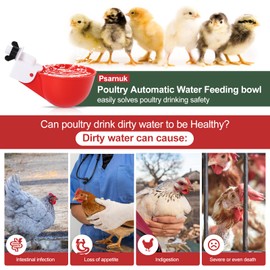Psarnuk Chicken Waterer Cups (16 Pack/Red) - DIY Automatic Large Chicken Water Feeder for Ducks Quail and Various Poultry dispenser with Matching Drill, Double Rubber Ring, Not Leaking Wate