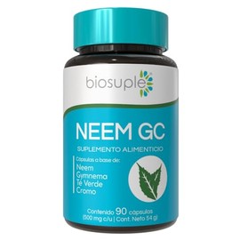 BIOSUPLE | Neem con Gymnema y Melon amargo 60 cápsulas de 900 | Adicionadas con Té verde, Tronadora, Vitaminas y Cromo | NEEM GC - Suplemento alimenti