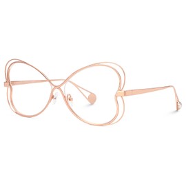 Zeelool Geometric Glasses Metal Eyewear for Women Blue Light Blocking Glasses Anti Eyestrain Glasses ZJGM405125-01 Gold
