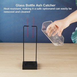 Hukalw Incense Holder for Sticks, Upside Down Incense Burner with Removable Glass Ash Catcher Anti-Ash Flying Black