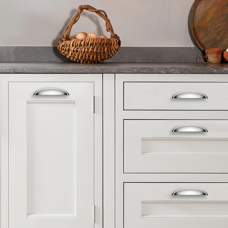 CABDM 2 Pack 4" Drawer Pulls Polished Chrome Cabinet Cup