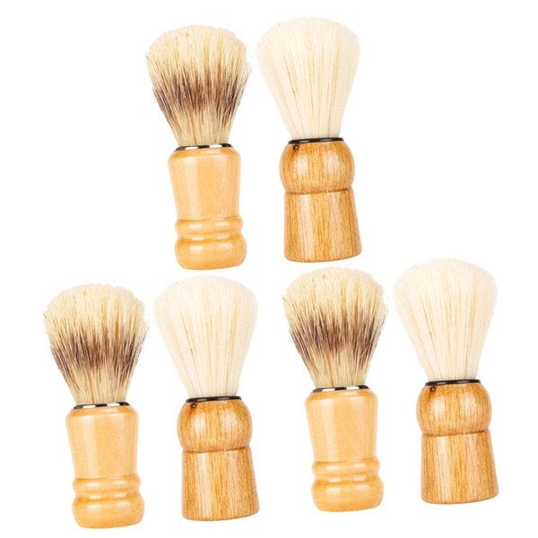 Minkissy 6pcs Beard Brush for Men Wood Handle Shaving Brush