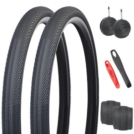 2 Pack 700x40/42c Gravel Bike Tires with Tube/no Tube – Foldable,40 TPI，Compatible with Gravel/Hybrid/Road Bike Tires 700x38C 700x40C 700x41C 700x42C (700 * 42C - Black - 2 Tires + 2 Tubes + 2Levers)
