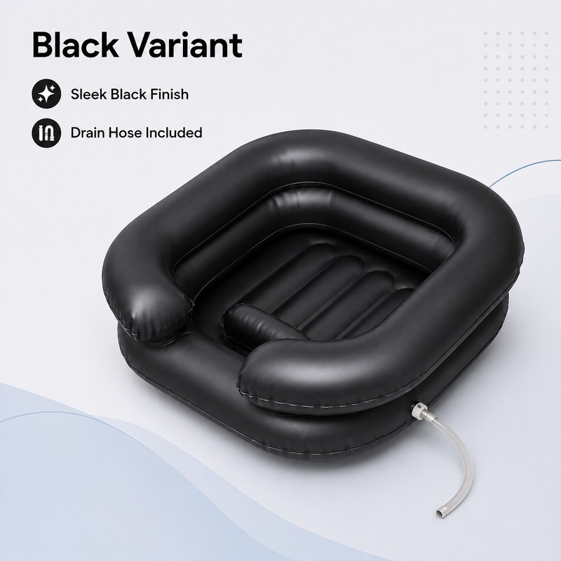 Portable Inflatable Shampoo Basin with Neck Support & Drain Hose