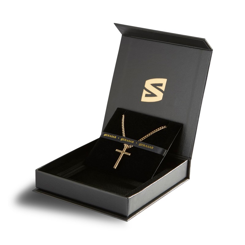 SERASAR Kreuz Halskette Herren mit Anhänger Gold Schmuck Kette Vergoldete