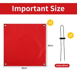 Pack of 2 Warning Flags Red Flag Extra Length with 8 Luggage Straps for Warning Sign and Double-Head Press Buckle Warning Flag for Transport Bicycle Carrier Caravan Warning Flags for Overhanging Loads