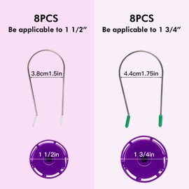 Vin Beauty Hot Curler Clips Replacement Kit, 16 Pieces Hot Roller Clips for Electric Rollers Travel Hot Roller Securing Pins Fits 1½”, 1¾" Size Hair Hot Rollers (8 PCS 1½”,8 PCS 1¾")
