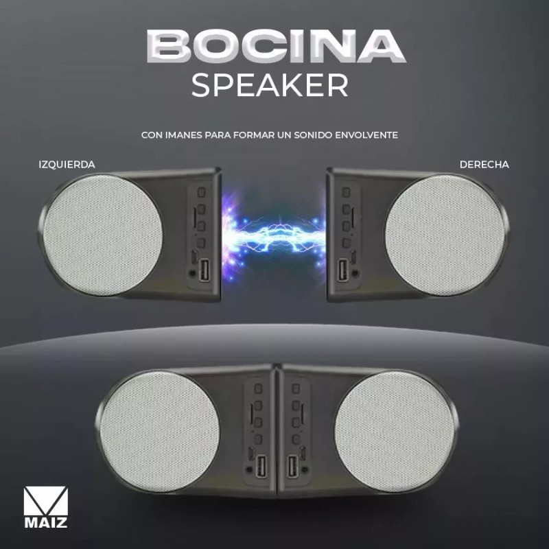 Maíz 4x3 Bocina Bluetooth Inalambrica Tws Recargable Usb Iman