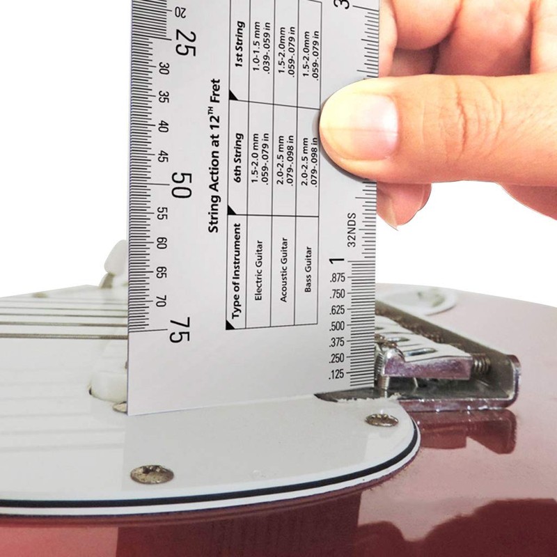 Alnicov Stainless Steel String Action Ruler Guitar Setup Gauge Luthier