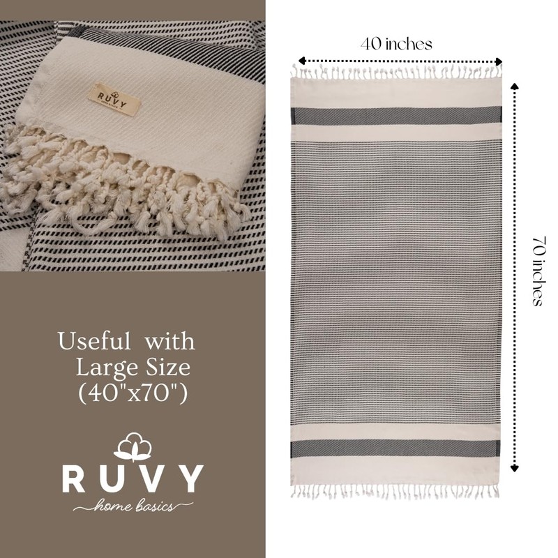 Ruvy Home Basics 2 Pack Turkish Beach Towels – Oversized