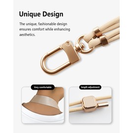 Febcraft Phone Lanyard Crossbody – Adjustable and Comfortable Phone Strap for Travel, Outdoor, and Daily Use, Universal Fit for Men and Women (khaki)