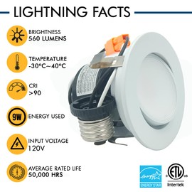 AH Lighting 3 Inch Directional and Dimmable LED Recessed Retrofit Gimbal Trim Kit, 9W, 3000K, ES Qualified, UL Listed