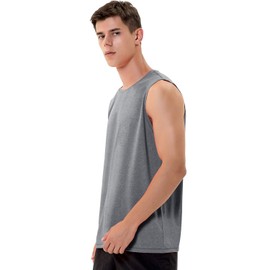 Zengjo Workout Sleeveless Shirts for Men Athletic Gym Basketball Quick Dry Muscle Tank Tops(L,Heather Grey)