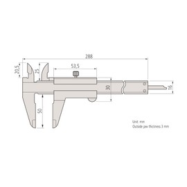 Mitutoyo 530-123 Vernier Caliper, 0 mm-200 mm Range, 0.03 mm Accuracy