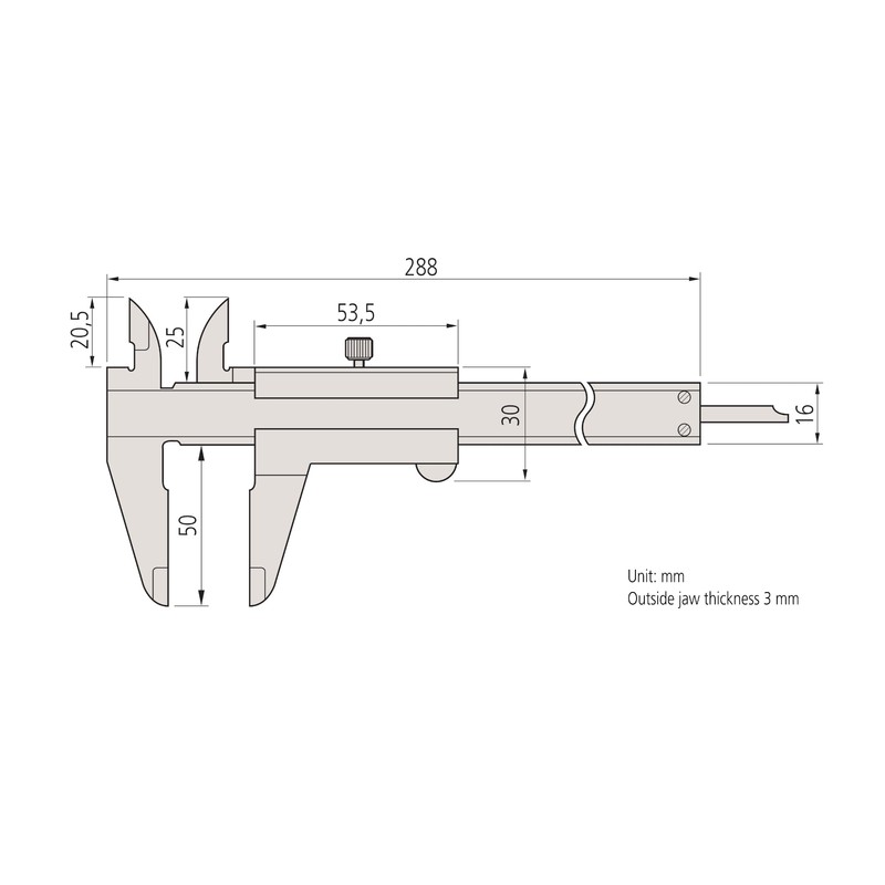 Mitutoyo 530-123 Vernier Caliper, 0 mm-200 mm Range, 0.03 mm