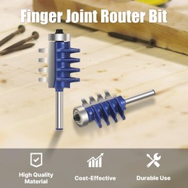 Vearter Reversible Finger Glue Joint Router Bit 1/4 Inch Shank, Bearing Finger Joint Wood Router for Woodworking, Cutter Tool for DIY Door Table Cabinet Shelve Furniture
