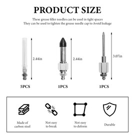 DXNQ 7 PCS Grease Needle Accessory Set, 5 Needle Nozzles 1 Grease Needle Dispenser 1 Rubber Fitting Adapter, Grease Injector Tool Coupler for Narrow Tight Spaces, Car Accessories