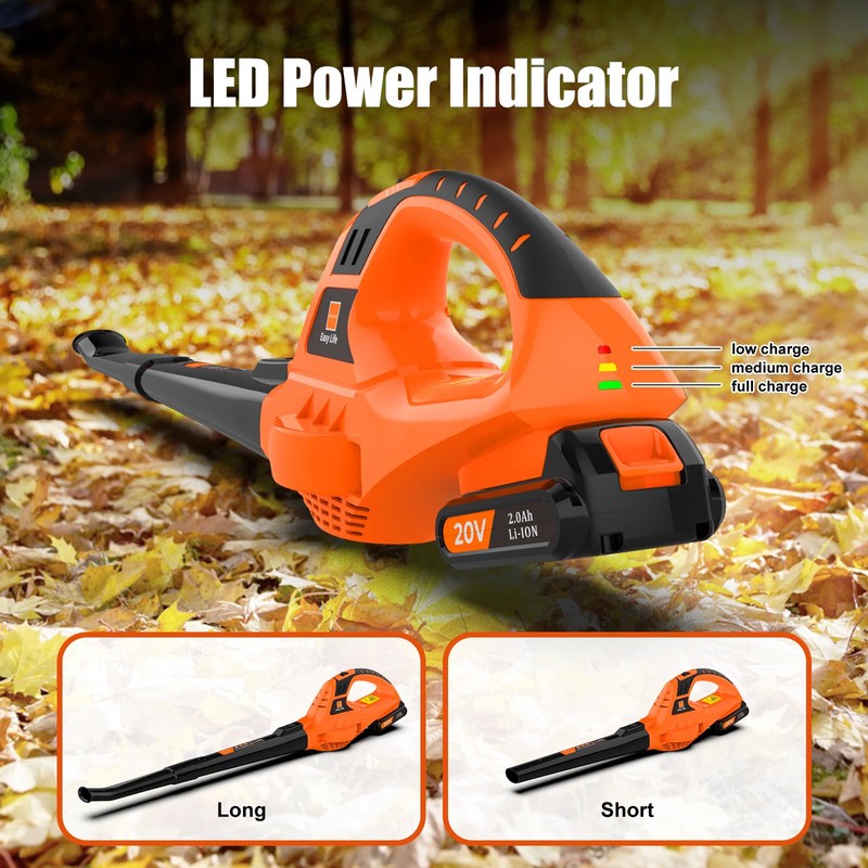 Leisch Life Cordless Leaf Blower,21V Handheld Electric Leaf Blower with