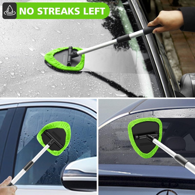 Windshield Cleaning Tool, 23-inch Extendable Handle Car Window Cleaner with