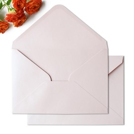 KUCHYNEE 50PCS A7 Pearl Blush Pink Envelopes, 5x7'' Self Seal Envelopes Perfect for Weddings invitation, Birthday, Photos, Acrylic invitation, Christmas Gift Cards Envelope, 5.3 x 7.6'' inches