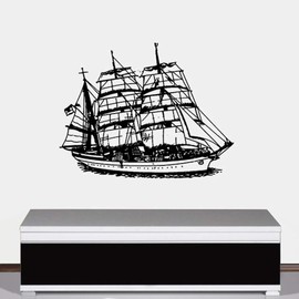 Wall Tattoo Sticker Gorch Fock Bark Getakeltes Sail Schuls Chiff German German Navy Sailing Ship Bundeswehr Marine Decal Quill Drax Decoration Sailor 58X45 cm Black # A2886