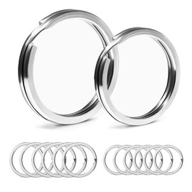ASIRYVA 12 Pcs Key Ring Hoop, Key Rings Keyring Ringsfor Keychain, Car Keys, Dog Tag Ring, Crafts, Flat Split Rings1.2in'' - 6Pcs, 1'' -6Pcs(Silver)