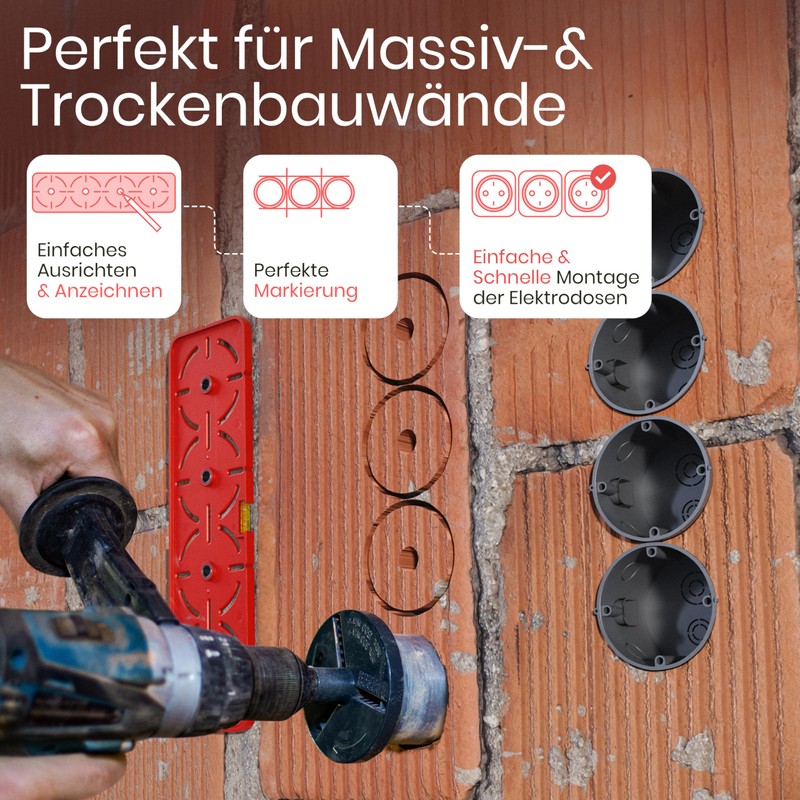 LAINFELD Drilling template for sockets, including spirit level, electrician, spirit