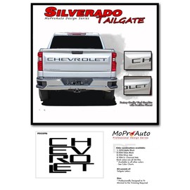 Original Tailgate Letters : Compatible with 2019-2025 Chevy Silverado Tailgate Decals Name Vinyl Graphics Kit (Fits All Models) (131 Satin Gold Metallic – Wet Install)