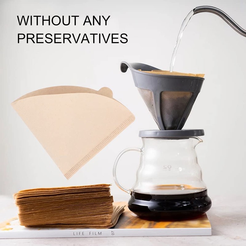 100 Pcs Coffee Filter Papers, Disposable Unbleached Cone Filter Papers