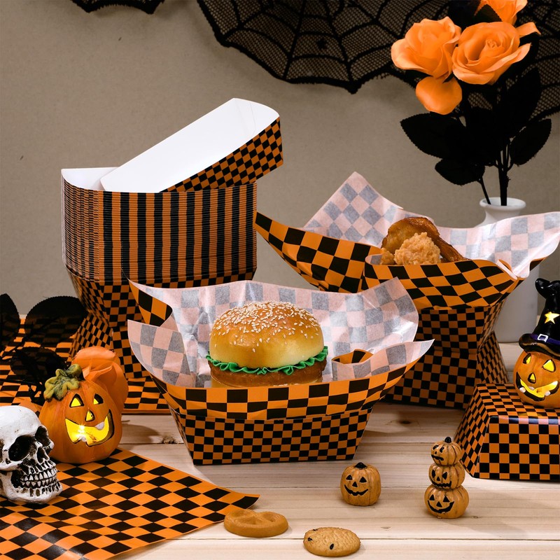 Geosar Geosar 100 Pcs Gingham Party Supply Disposable Paper Food